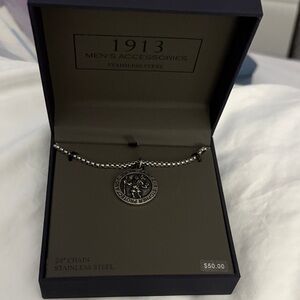 Men's 24” Stainless Steel Necklace with a round Saint Christopher pendant